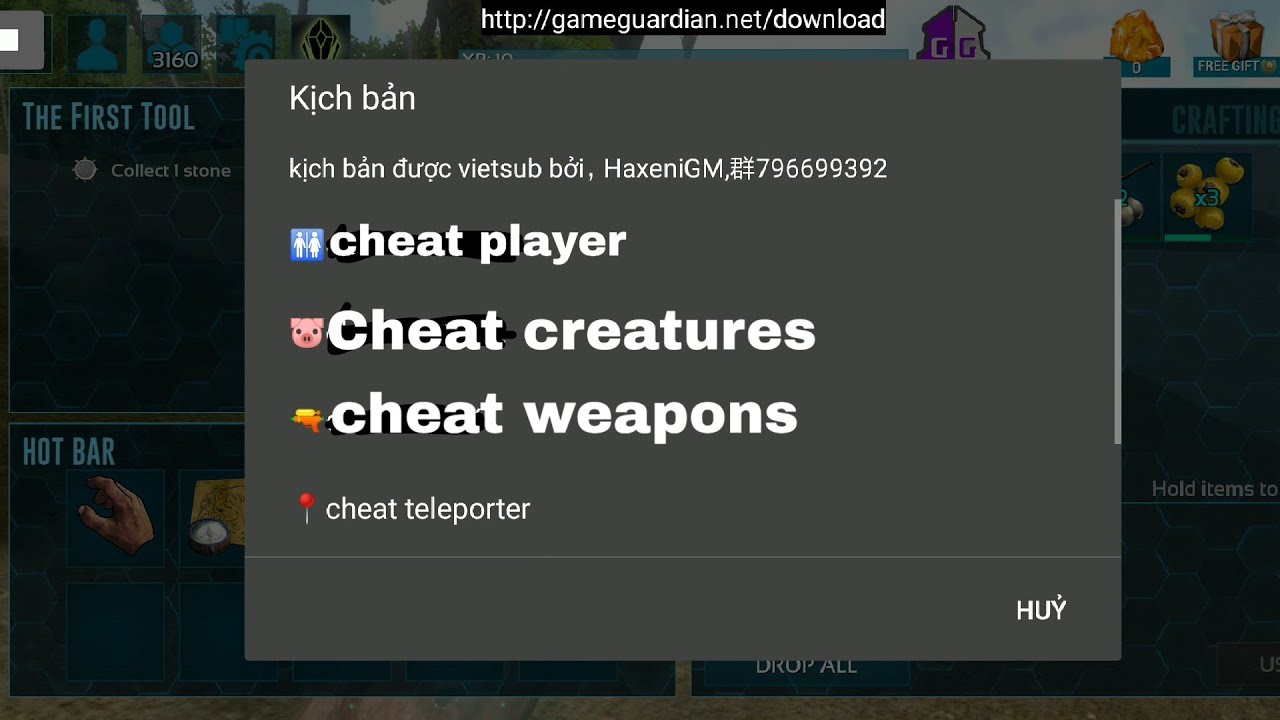 ArkMobile: Share script GG cheats amber , tame all dino ,and more ^^