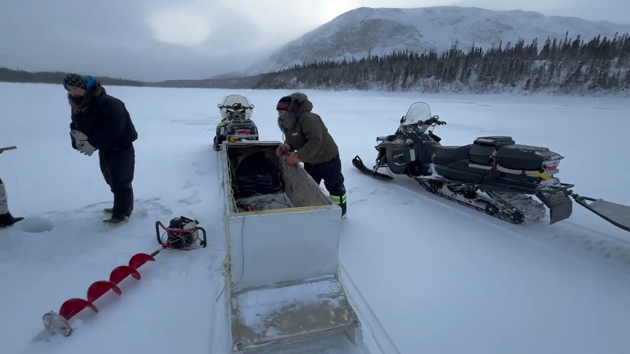 Cold day ice fishing on the Koroc river