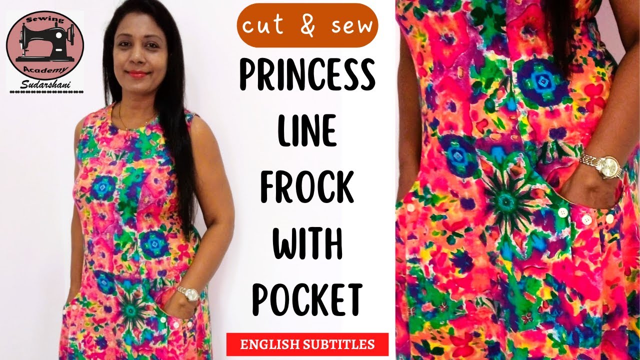 Frocks patterns - How to cut & sew Princess line dress with pocket
