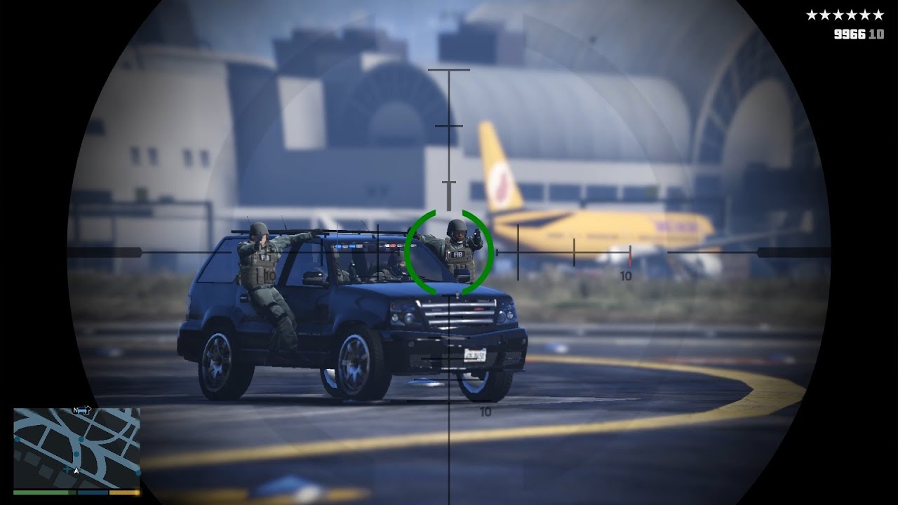 GTA 5 Los Santos International Airport Shootout + 10 Star Escape(RDE 4.0)