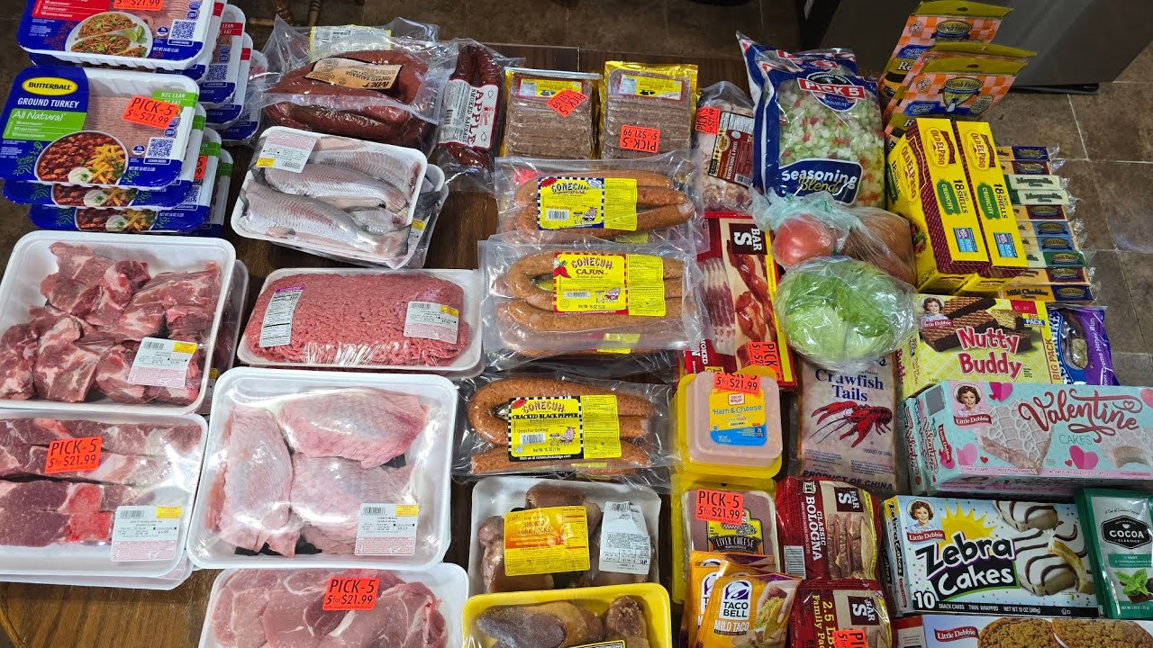 These groceries going to Miami | Large grocery haul for 3 families | Large Meat haul 