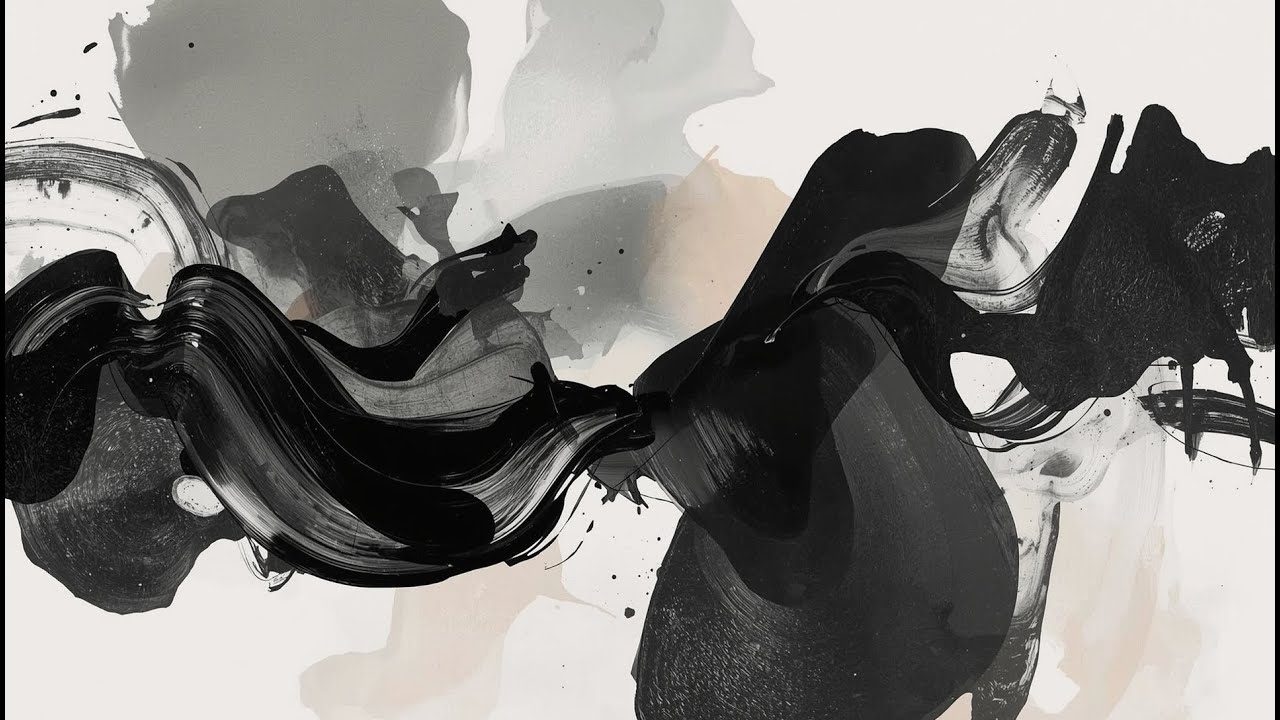Monochrome Flow — Minimal Black & White Abstract Art 4K