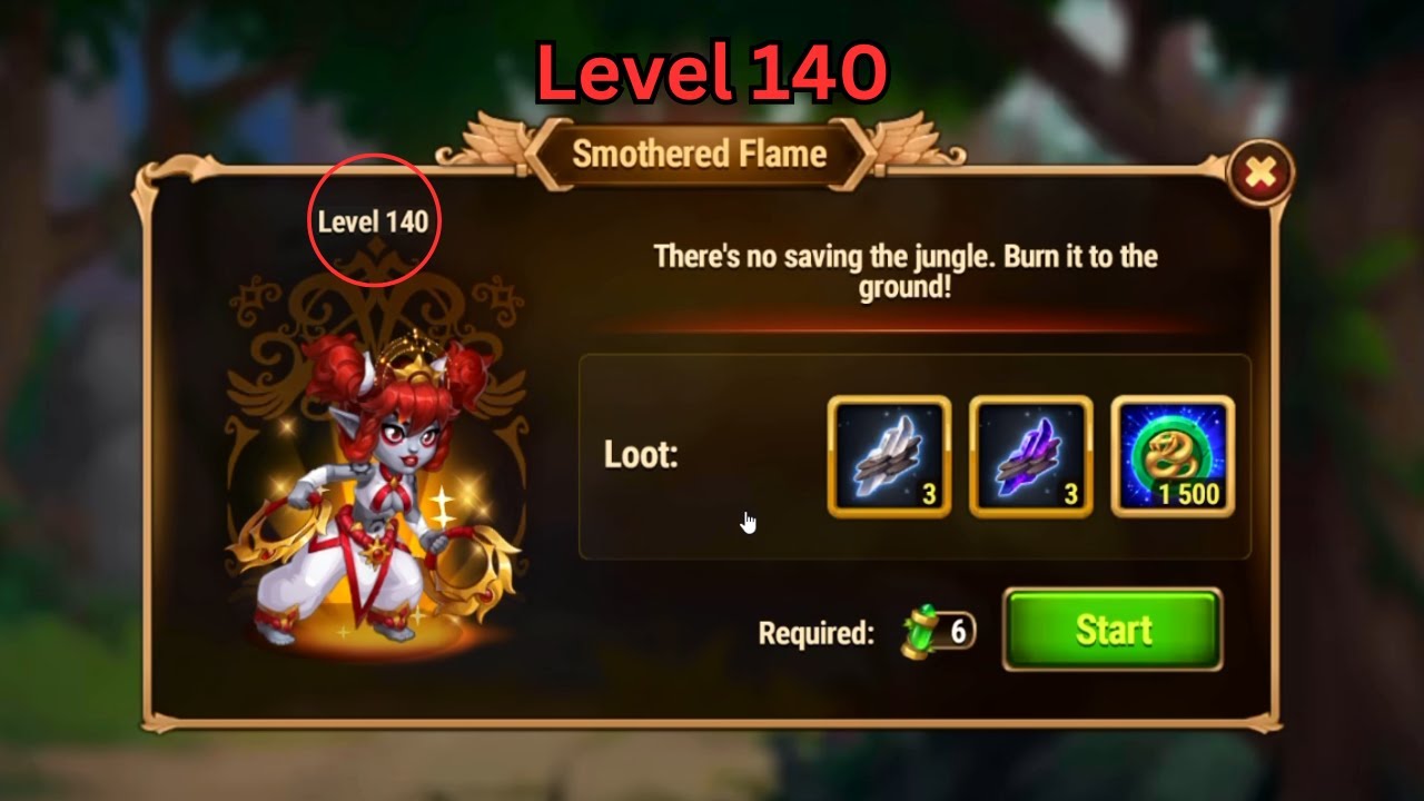Hero Wars: Dominion Era - Smothered Flame Level 140