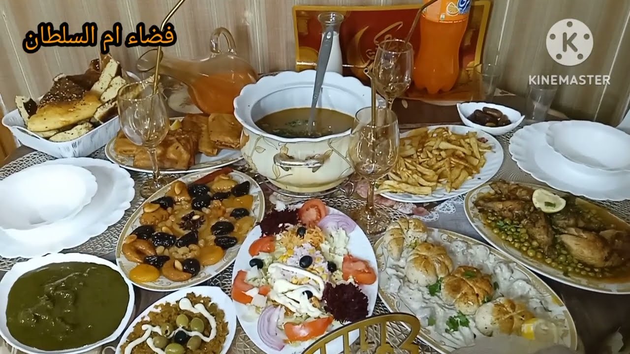 طاولة افطار اليوم الاول من الشهر الفضيل 🎀و اطباق متنوعة و تشهي 💞