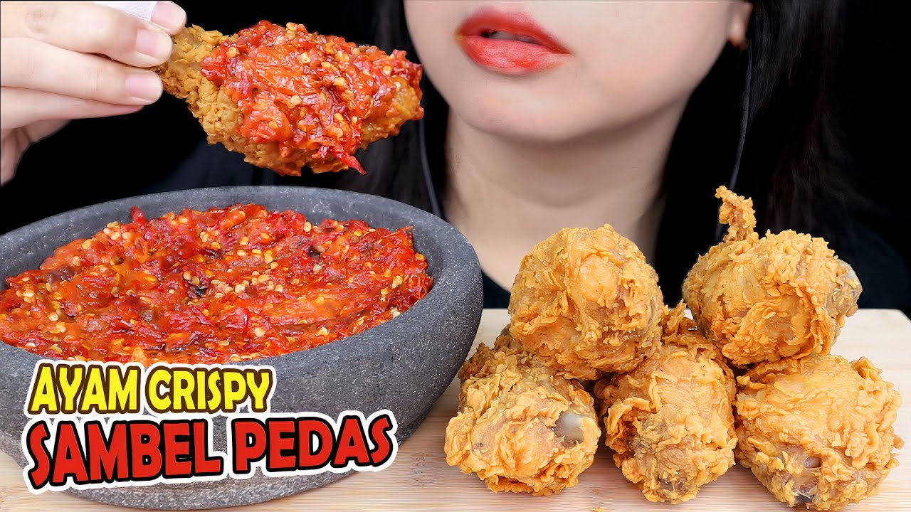 GOKIL! ASMR AYAM CRISPY FRIED CHICKEN SAMBEL TERASI PEDAS 🔥 MUKBANG ASMR INDONESIA