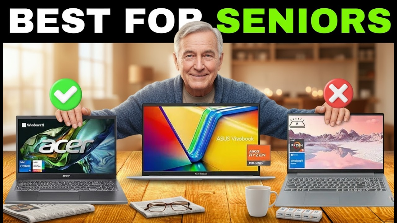 ✅ Top 5 Best Laptops for Elderly [2026] 💻 Easy to Use PCs for Seniors, Big Screen & Lightweight