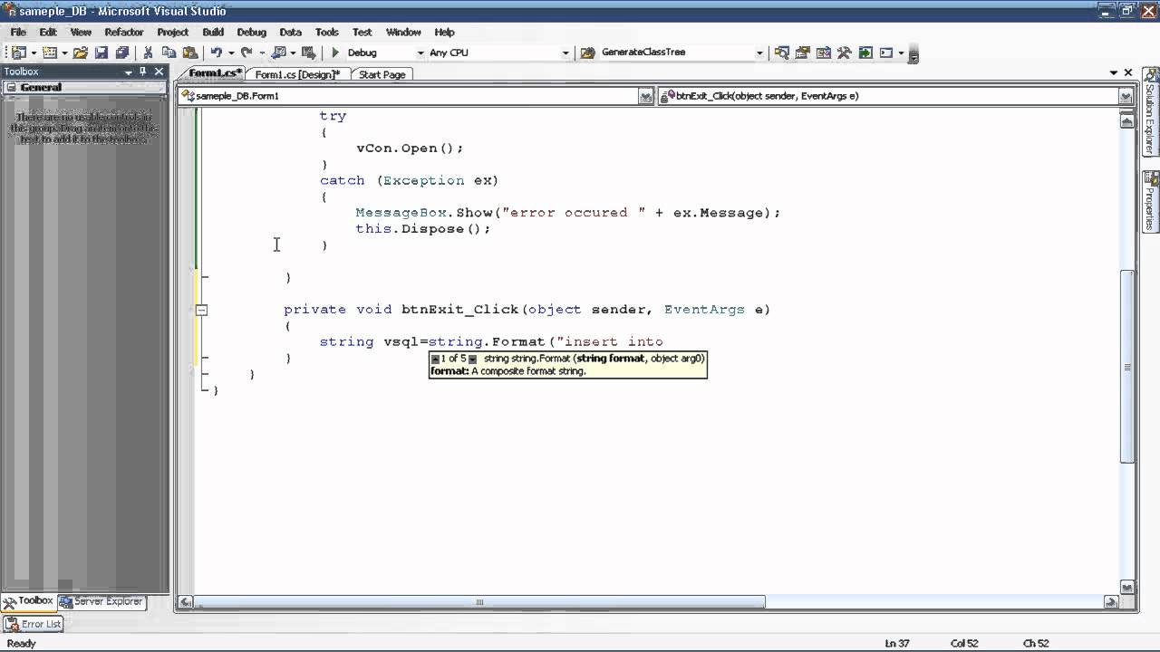 Using ADO.Net (C#) with SQL Server 2008