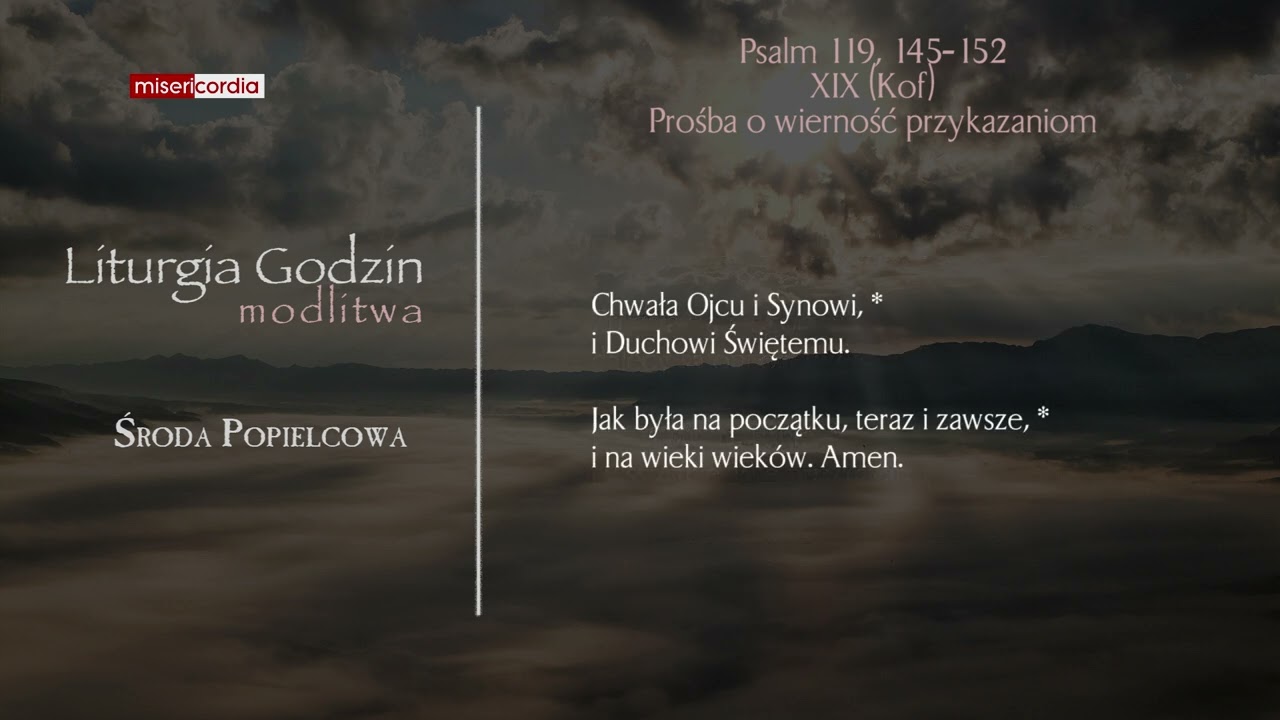 Liturgia Godzin | Modlitwa Południowa | Środa Popielcowa