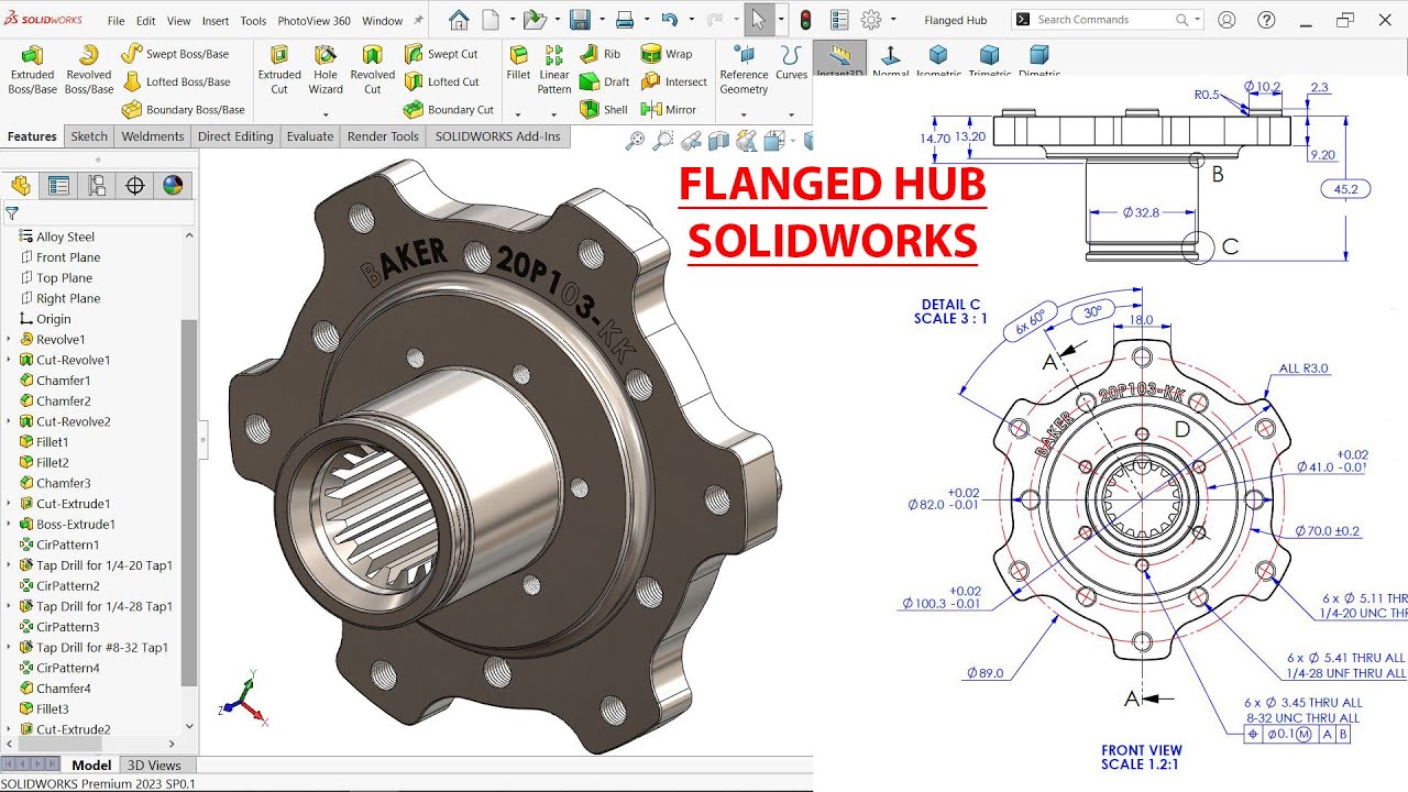 Flanged Hub Design in SolidWorks | SolidWorks Tutorial