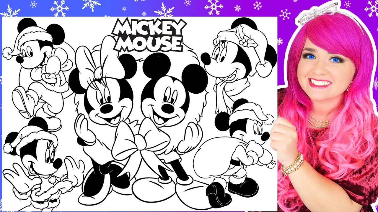 Coloring Mickey Mouse & Minnie Mouse Christmas Coloring Pages | Markers & Pencils