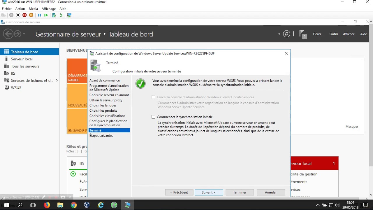 Configuration du r&ocirc;le WSUS sur Windows Server 2016