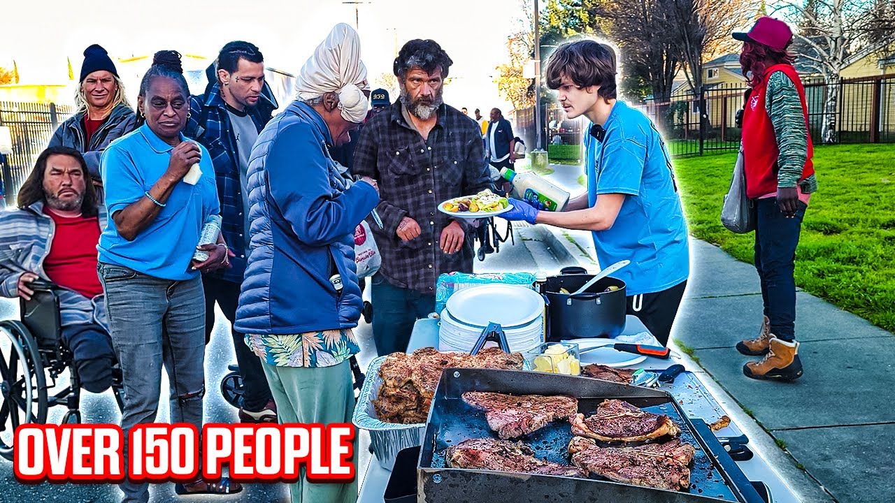 Cooking Over 35 Pounds Of T-Bone Steak For The Homeless!