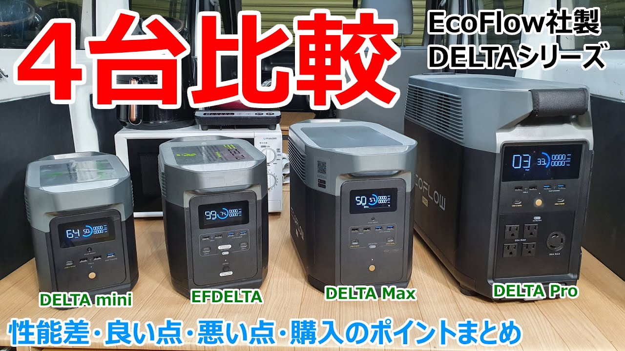 EcoFlow社の最強ポータブル電源「DELTAシリーズ」は結局どれを買うのが良いのかを4台比較しながらしっかりとレビューしてみた結果•••