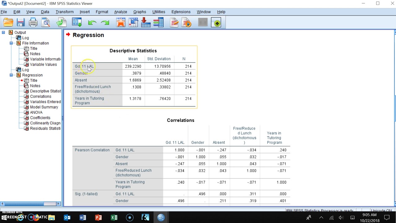 Simultaneous Multiple Regression Analysis in SPSS