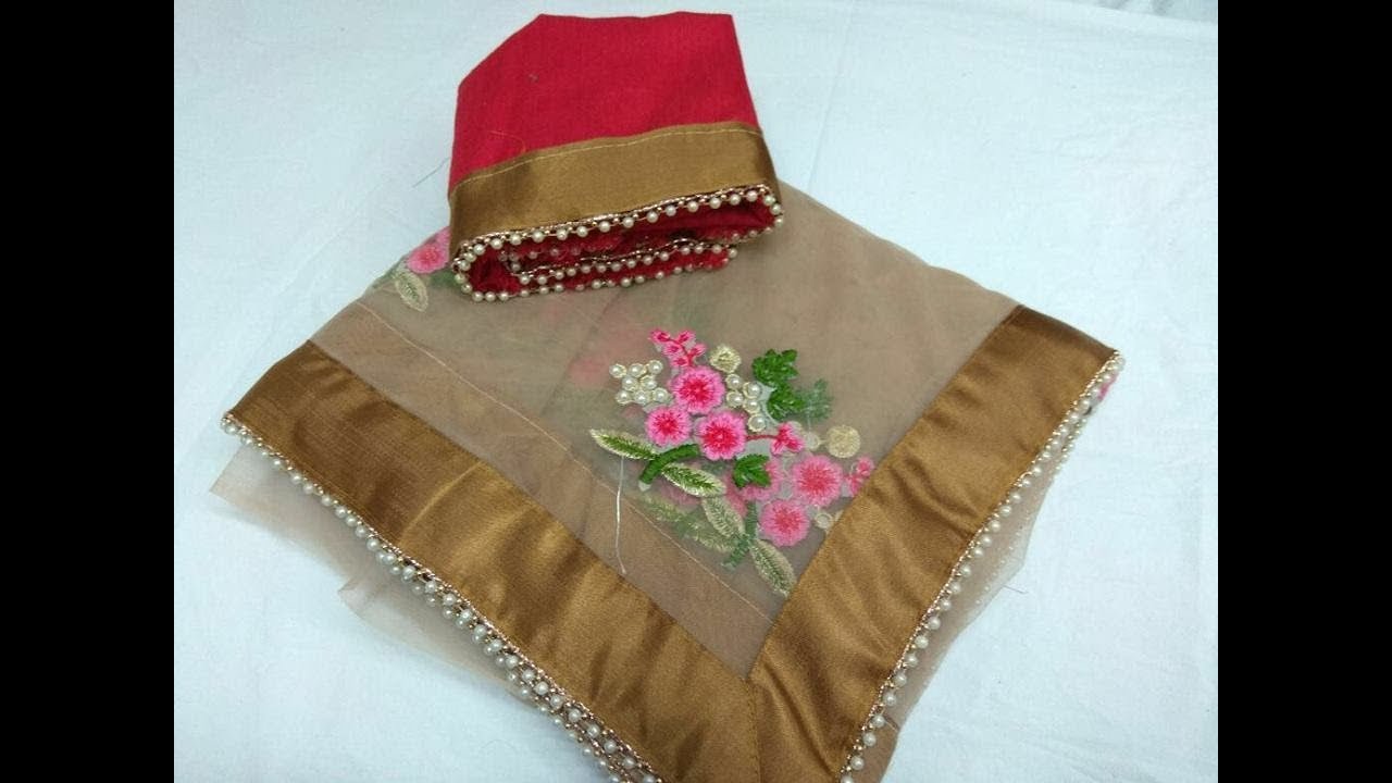 Stylish Georgette Embroidery/pearl Work Saree With Blouse || Georgette Saree Designer Embroidery
