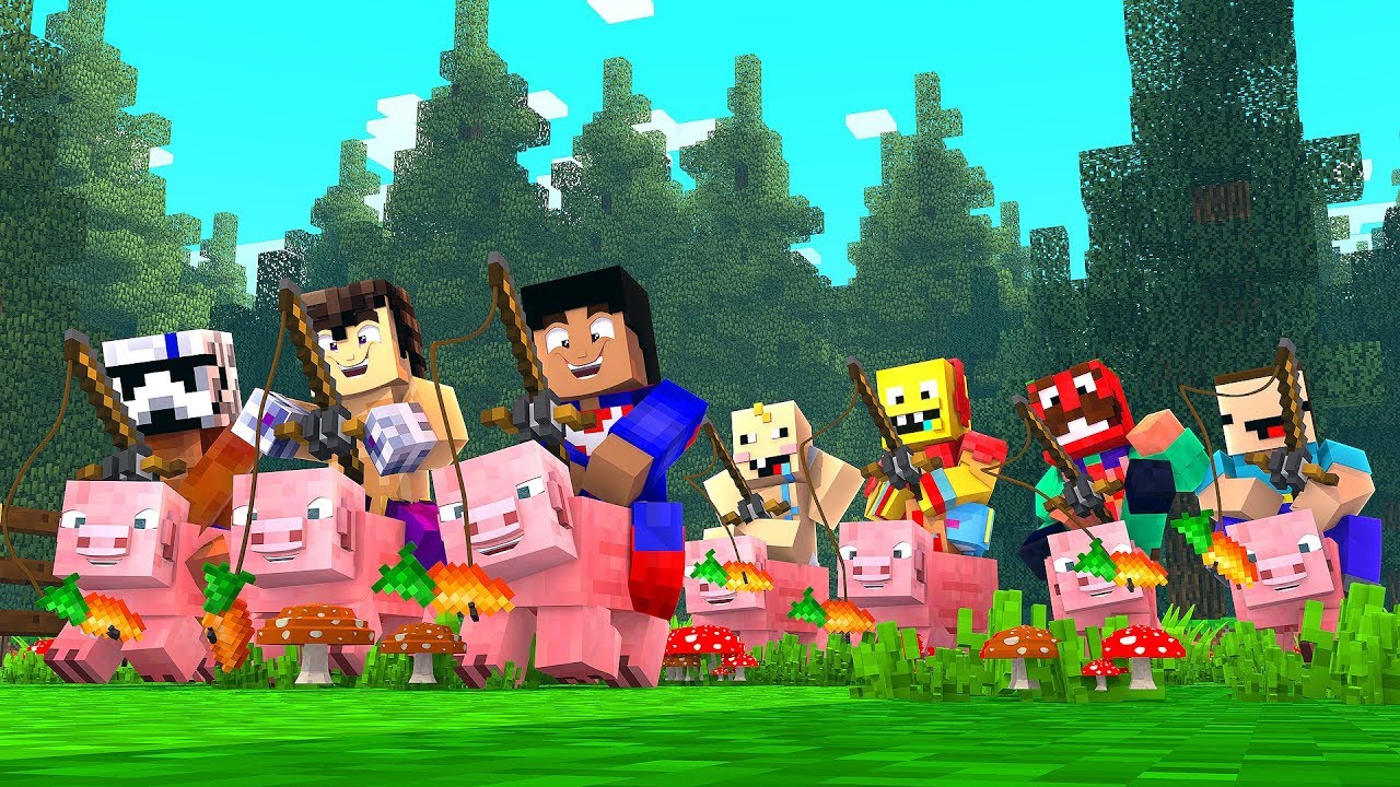 *MINECRAFT CON NOOBS* LA CARRERA DE CERDOS 🐷
