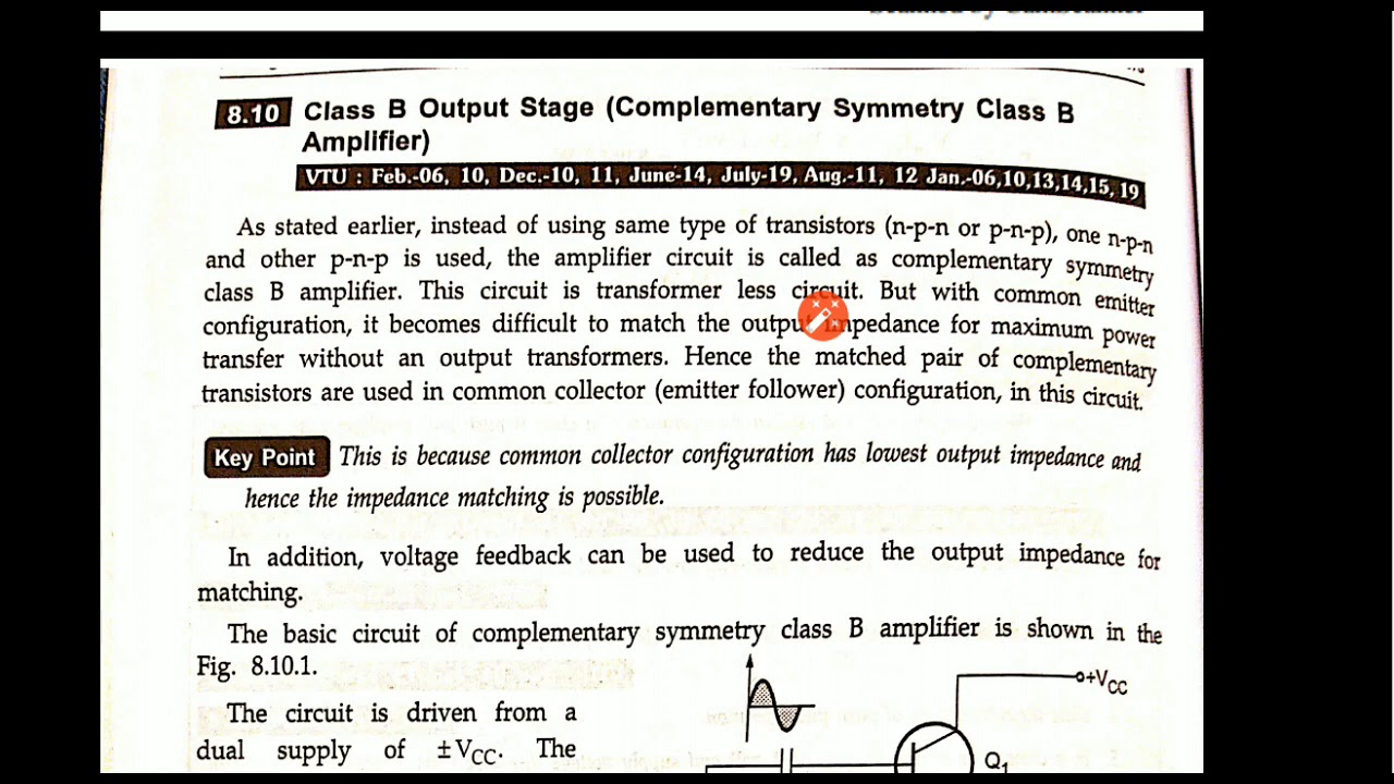 COMPLEMENTARY SYMMETRY CLASS B AMPLIFIER