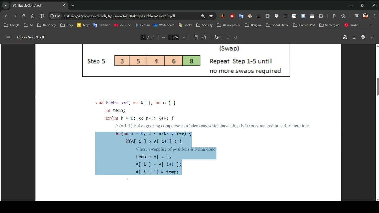 خوارزميات عملي خوارزمية الـBubble sort الملزمة الثانية