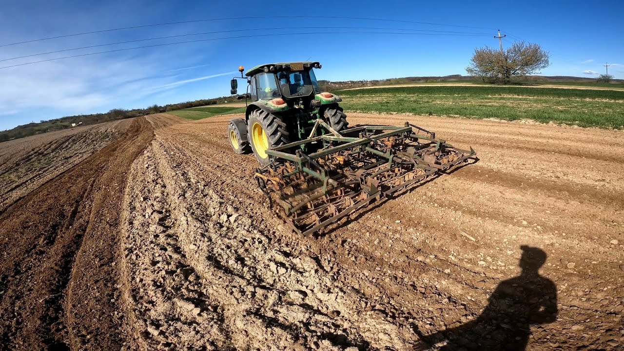 Tractor-vlog-John Deere 5100M+Combinator de 3,8 metri-La pregătit terenu pentru Floarea-Soarelui ep1