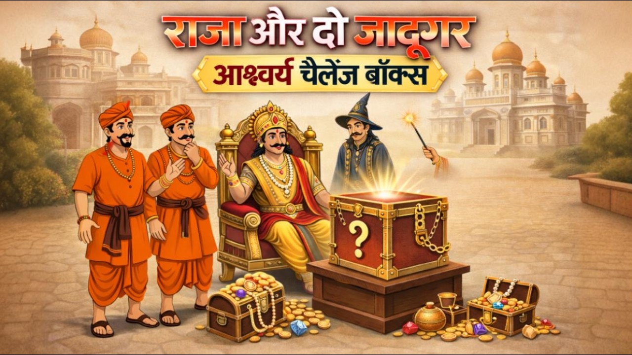 राजा और दो जादूगर आश्चर्य बॉक्स चैलेंज | Mystery Box Challenge Hindi Kahaniya