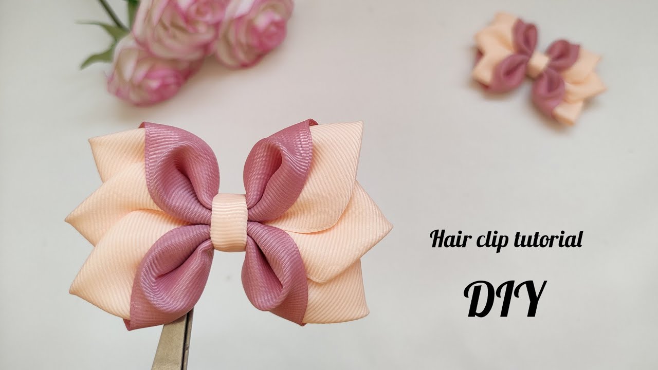 Easy hair clip tutorial with grosgrain ribbon for beginners| bow tutotial step by step at home| DIY