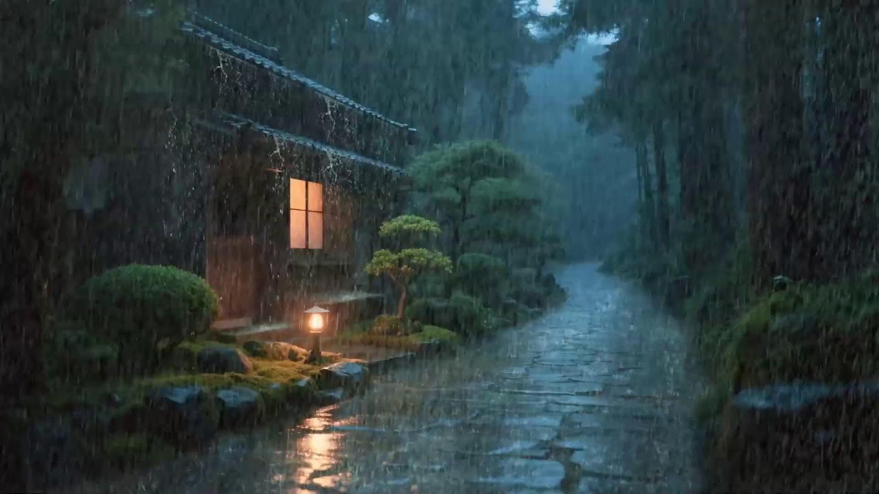 Stress quotidien – Son de pluie naturelle – Toit de la maison sous la pluie – Détente mentale 😌🌙
