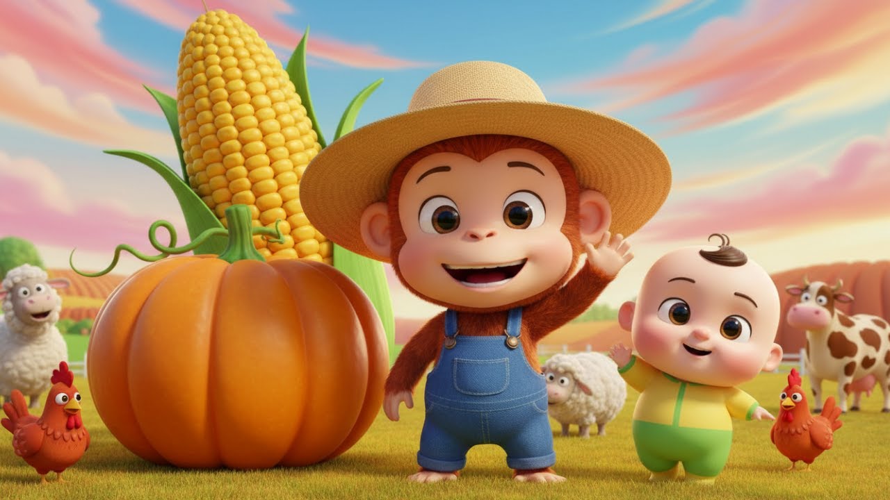 Monkey Farmer Takes Care of Animals & Harvests the Big Farm 🌾🐵 | Kids Farm Story | Baby KK Songs