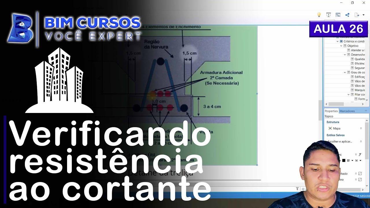 Aula 26 - Verificação de resistência ao cortante - Cálculo de edifício - BIM CURSOS - Laje treliçada