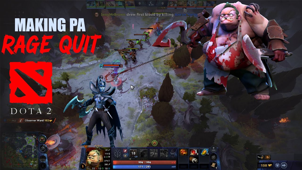 Making PA Ragequit | Pudge | Phantom Assassin | DOTA 2