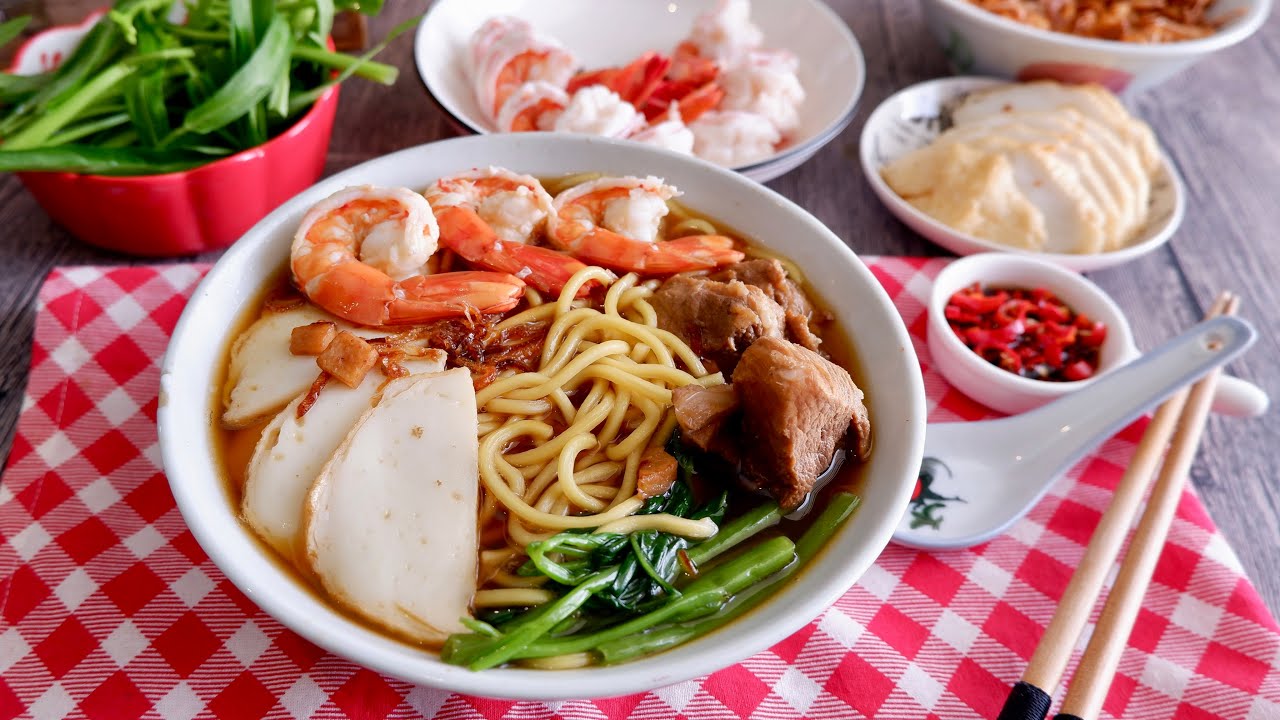 How to Make Singapore Old-School Prawn & Pork Noodles 新加坡传统排骨虾面 Chinese Soup Recipe