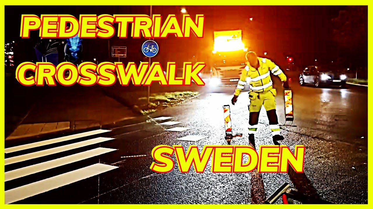 SWEDEN - STEP BY STEP - MODERN pedestrian crosswalk and safety marks! @MasterWorkers