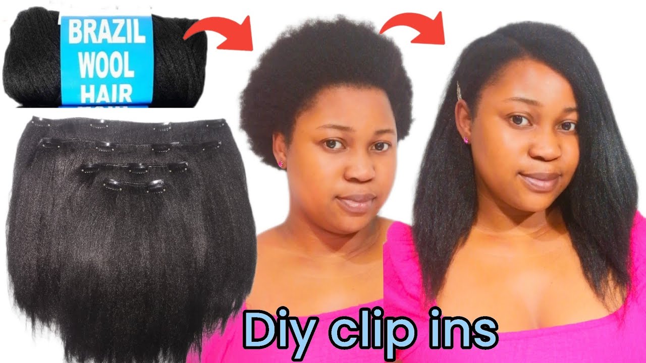 Easy Clip in Hair Extensions Using Brazilian Wool | Diy Clip in Tutorial