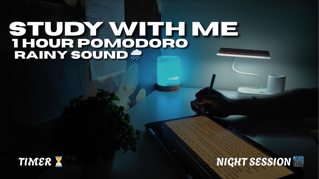 1 HOUR Study With Me 🌧️ | 50/10 Pomodoro⏳ | Rain Sounds | Dark Academia Focus Session 🖤