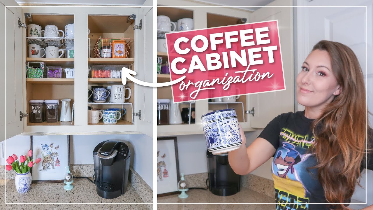 Coffee Cabinet Organization | Coffee Mug Declutter | Tea & Coffee Station Tour