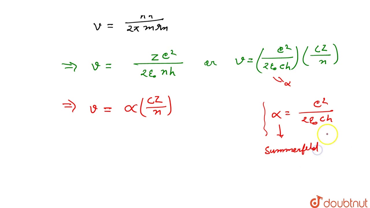 VELOCITY OF ELECTRON IN NTH ORBIT