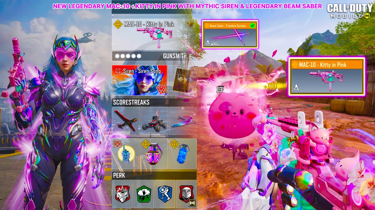 New Legendary MAC-10 - Kitty in Pink looks gorgeous with Mythic Siren to tear down all CODM enemies🎀