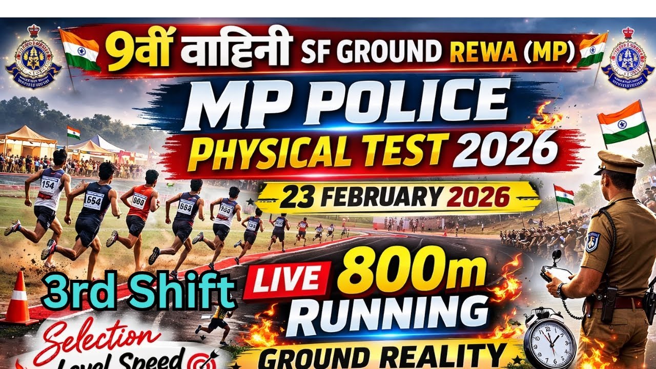 (3rd Shift) MP Police Physical Test 2026 | 9वीं वाहिनी SF Ground Rewa (MP) | 23 February Live दौड़ 🔥