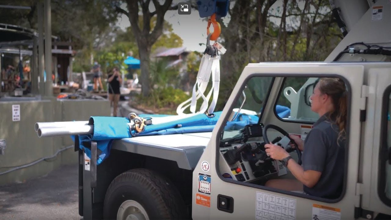 Shuttlelift SCD09 carrydeck crane supports manatee rehab and daily care at Florida zoo