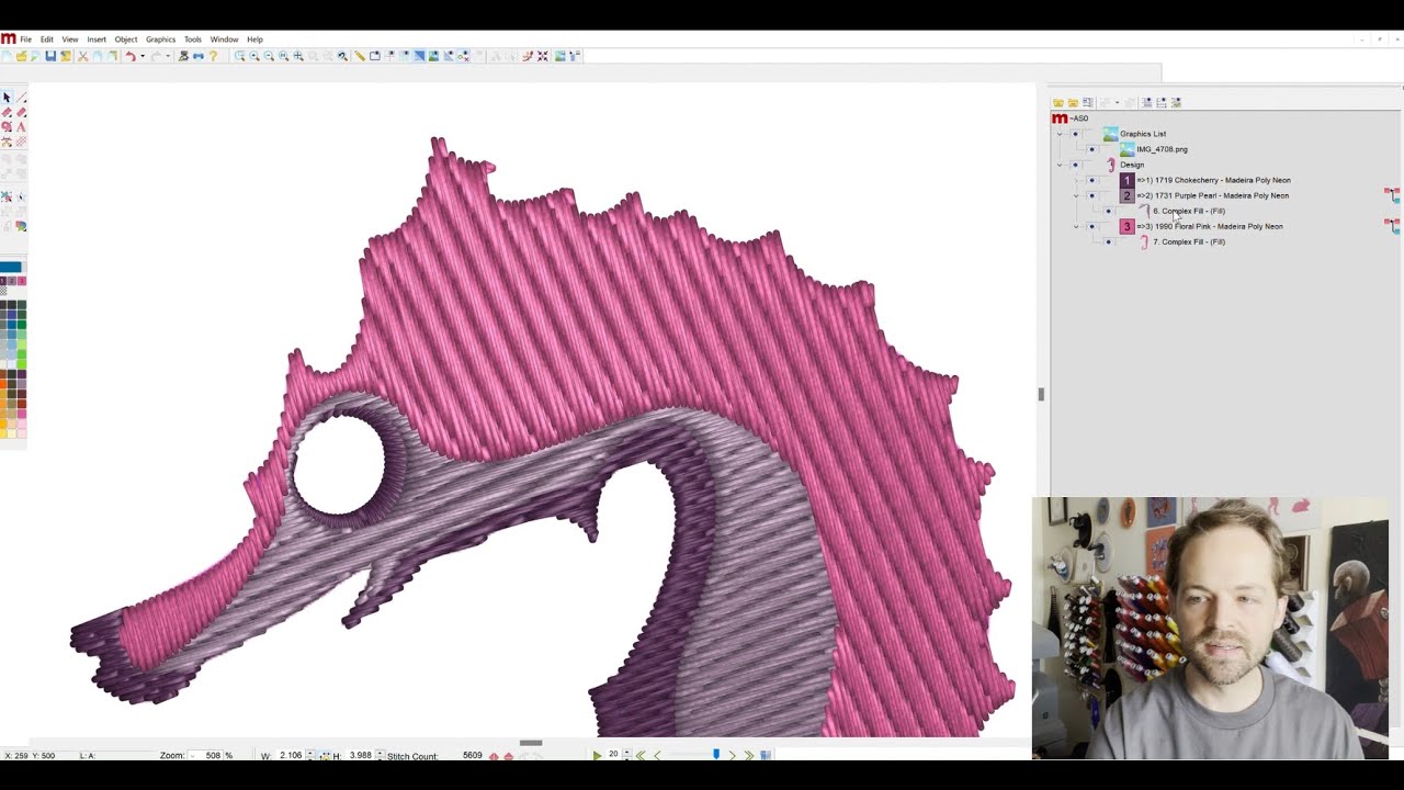 Digitize a Seahorse using the  Complex Fill Tool in the Melco DesignShop v11 Pro