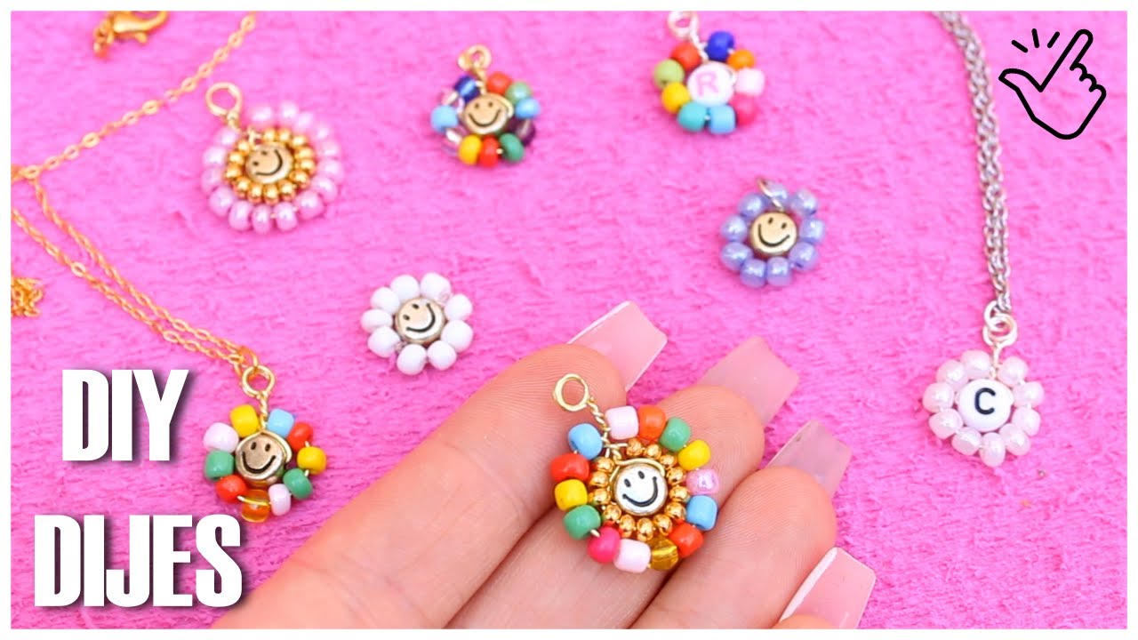 como hacer DIJES de flor🌼 para collares, pulseras o aretes con ALAMBRE o TANZA🙂