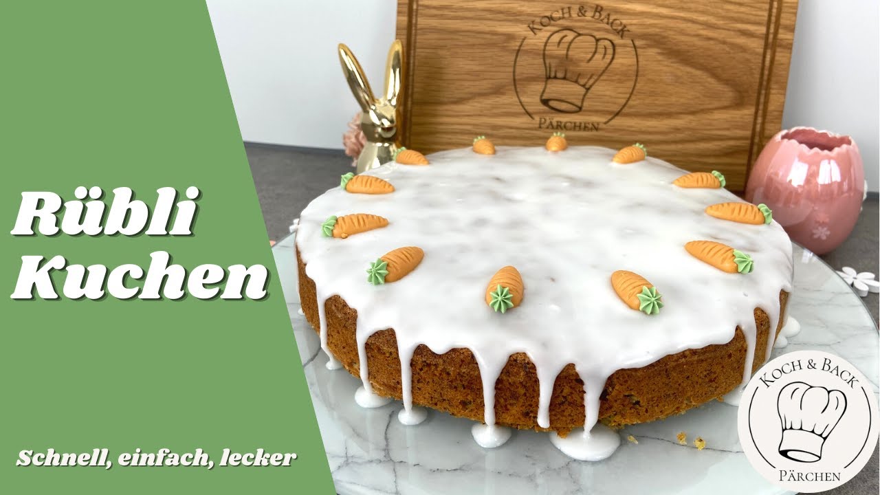 Super saftiger & leckerer Rüblikuchen | Karottenkuchen Rezept ohne Mehl | Kuchen mit Zitronenglasur