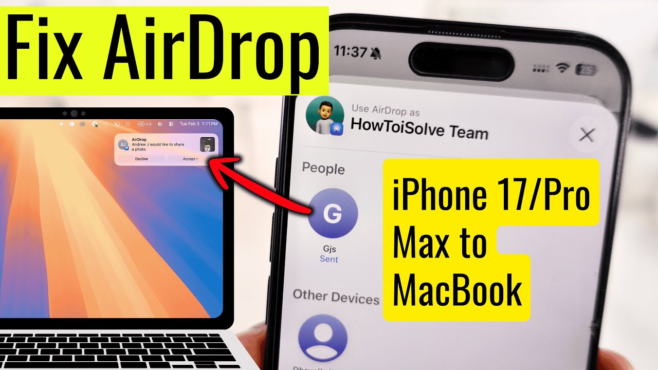 Fix Airdrop Not working on iPhone 17 Pro, Max to Macbook or Mac | Failed | Waiting