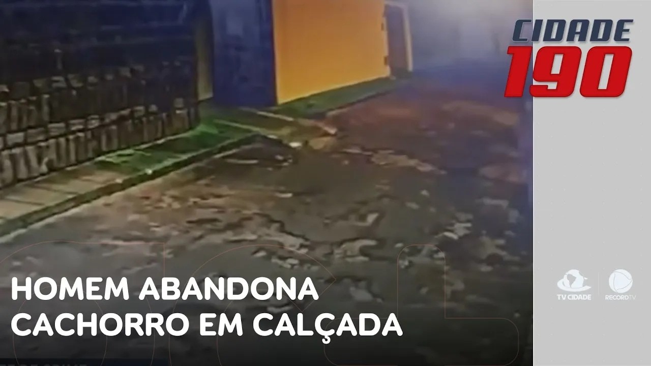 Câmeras de segurança registram momento que homem abandona cachorro em calçada | Cidade 190