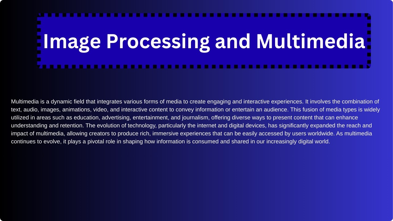 Information Technology Grade 10 Unit 4: Image Processing and Multimedia