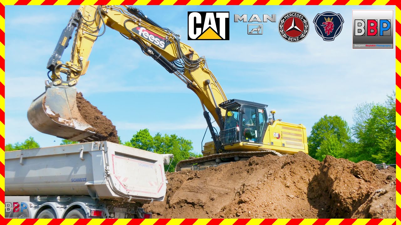💪 CAT 336 VA & MAN, Mercedes, Scania Trucks, 2025. Teil 6 #caterpillarexcavator