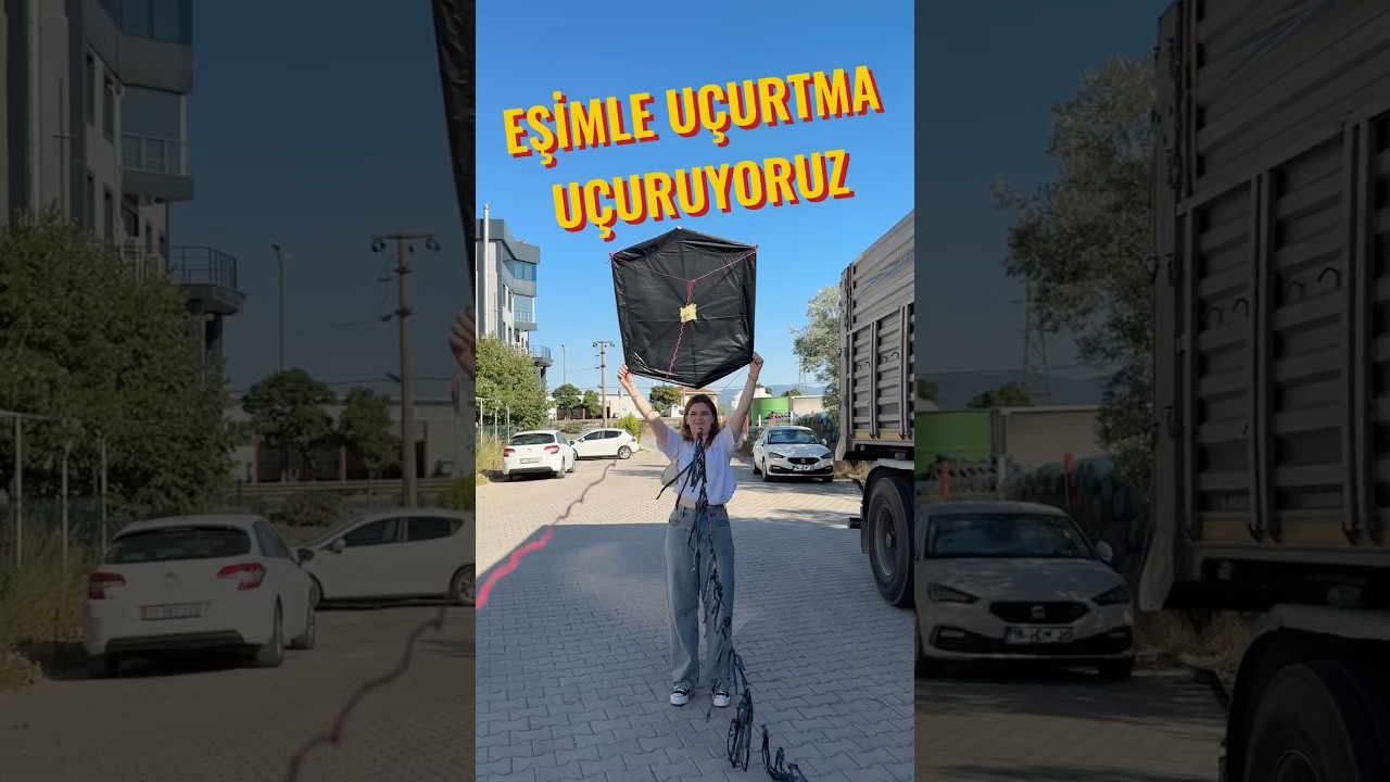 eşimle uçurtma uçuruyoruz
