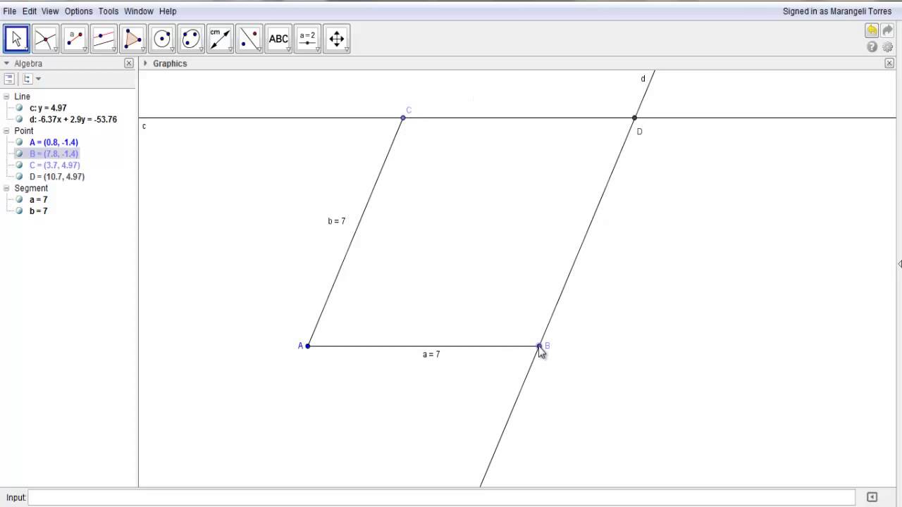 Geogebra Rhombus Construction Part 1