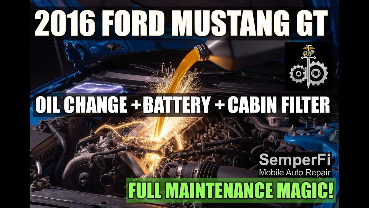 Ford Mustang GT 2016 года — замена моторного масла, замена аккумулятора (сброс BMS), замена салон...