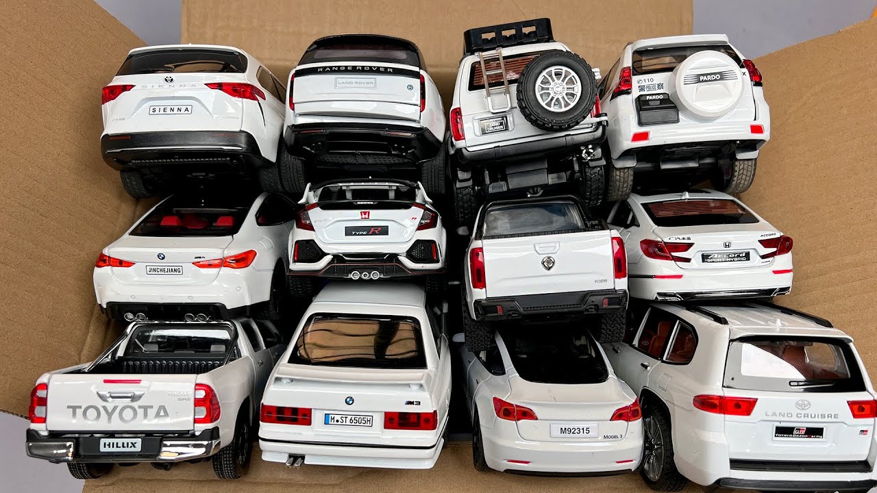 BOX FULL OF Diecast Cars - Toyota, Honda, BMW, Tesla, Range Rover, Mercedes