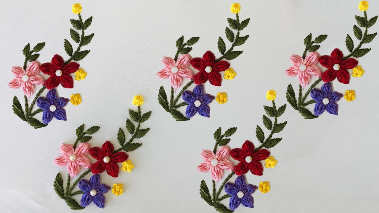 Hand Embroidery: Small Flower Embroidery - Embroidery For All Over The Dresses - Needle Work
